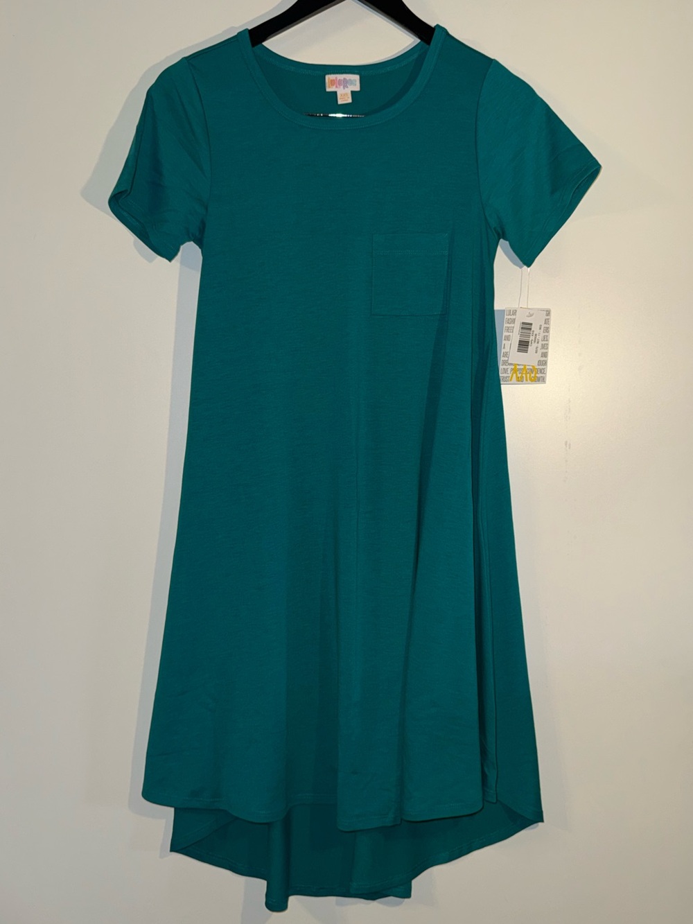 LuLaRoe Carly Teal Hi-Low Pocket Dress